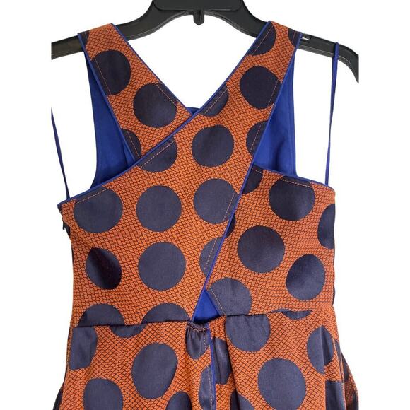 Maeve Anthropologie Women's Size 2 Orange Blue Polka Dot Sleeveless Sheath Dress - Picture 4 of 7